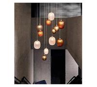 Lampara de techo , Lámpara colgante de jarrón cristal con estampado diamantes tallado, candelabro escalera personalizado, lámpara brillo LED, accesorio iluminación for el hogar(9-light,Neutral)