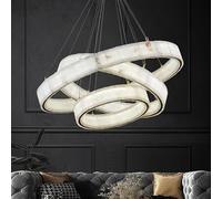 Lámpara de techo, Lámpara colgante de mármol moderna, anillos LED regulables, luz lujo for comedor, dormitorio, sala estar, iluminación, decoración interior, candelabro(3 Ring 80cm B,Cool white)