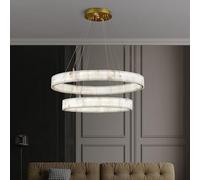 Lámpara de techo, Lámpara colgante de mármol moderna, anillos LED regulables, luz lujo for comedor, dormitorio, sala estar, iluminación, decoración interior, candelabro(2 Ring 80cm,Cool white)
