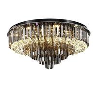 Lámpara de techo , Lámpara de araña LED moderna, color gris humo, montaje empotrado, lámpara colgante de cristal, lámpara de techo compatible con comedor, sala de estar, dormitorio(Tricolor Light,80cm