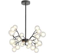 Lámpara de techo, lámpara de araña moderna LED Lámpara de araña Sputnik moderna Lámparas de luciérnaga Lámparas de techo LED de rama con luz de techo G4 Blub Lámpara colgante (Negro, 30 cabezas) LWX