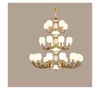 Lámpara de Techo, Lámpara de Cristal con Columna Central Jade Natural, candelabro Europeo, Varios tamaños Disponibles for Sala Estar y Comedor Techo Alto(Cold,3 Layers 30 Arms)