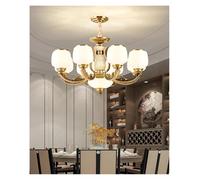 Lámpara de Techo, Lámpara de Cristal con Columna Central Jade Natural, candelabro Europeo, Varios tamaños Disponibles for Sala Estar y Comedor Techo Alto(Change,8 Arms)