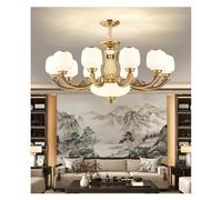 Lámpara de Techo, Lámpara de Cristal con Columna Central Jade Natural, candelabro Europeo, Varios tamaños Disponibles for Sala Estar y Comedor Techo Alto(Warm,10 Arms)