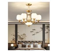 Lámpara de Techo, Lámpara de Cristal con Columna Central Jade Natural, candelabro Europeo, Varios tamaños Disponibles for Sala Estar y Comedor Techo Alto(Cold,6 Arms)