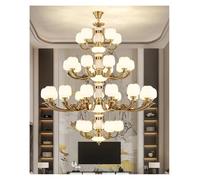 Lámpara de Techo, Lámpara de Cristal con Columna Central Jade Natural, candelabro Europeo, Varios tamaños Disponibles for Sala Estar y Comedor Techo Alto(Change,4 Layers 35 Arms)