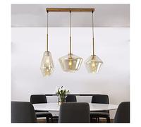 Lámpara de Techo, Lámpara de Techo Lámparas LED Individuales Tres Cabezas - Luces Colgantes de Vidrio Sala de Estar Comedor Cocina Lámpara Colgante Loft Lámpara Colgante Moderna Led B-ámbar(E-ámbar)