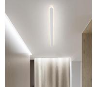 Lámpara de techo larga de aluminio LED Diseño minimalista rectangular Blanco y negro IndIluminación para sala de estar y dormitorio 150 cm Decoración moderna Luminaria blanca