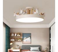 Lámpara de techo LED blanca unicornio habitación infantil lámpara regulable moderna creativa lámpara de techo para niños con mando a distancia lámpara colgante 52 cm redondo acrílico lámpara