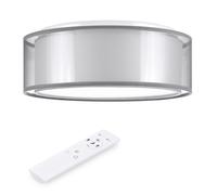 Navaris Lampara de techo led con brillo - Iluminación de interior con pantalla 40 cm para salón dormitorio - Con mando a distancia temporizador y temperatura regulable - Blanca