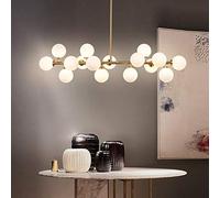 Lámpara de techo LED con forma de bola de cristal y molécula de ADN, color amarillo y dorado, para comedor, sala de estar