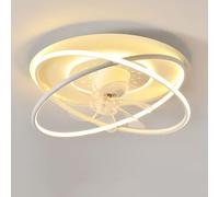 Lámpara de techo LED con ventilador, suministro de aire de 360°, regulable, control remoto, ventilador de techo con luz, montaje empotrado para niños, 6 velocidades, motor silencioso, 3 temperaturas d