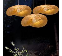 Lámpara de Techo LED Creativa - Lámpara Colgante de bambú Tejido de 60 cm para habitación Infantil, diseño Industrial, Casquillo E27, lámpara de Techo única, iluminación Elegante para el Hog