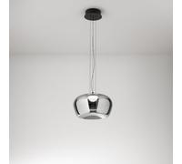 Lámpara de techo LED de 20 W de vidrio espejado ahumado y estructura negra mate D.38 cm - Diseño moderno y elegante para interior - Luminaria marca Perenz
