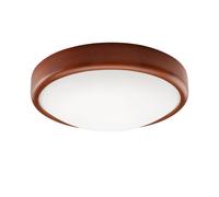 Lámpara De Techo LED De Madera Y Vidrio Ø27CM Redonda Plana Dormitorio