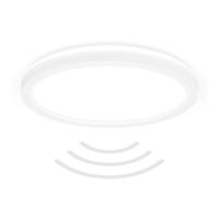 B.K.Licht - Lámpara de techo LED con detector de movimiento, plana, IP44 protección contra salpicaduras de agua, panel LED, lámpara de baño, luminaria para ambientes húmedos, 24x3 cm, blanco