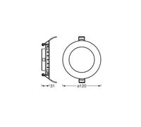 OSRAM Downlight Slim 120mm, luz LED empotrable, 8W, blanco neutro 4000K, 550 lúmenes, diseño plano, IP20, fácil instalación para salones y cocinas