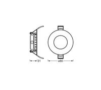 OSRAM Downlight Slim 85mm, luz LED empotrable, 4,5W, blanco neutro 4000K, 240 lúmenes, diseño plano, IP20, fácil instalación para salones y cocinas