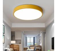 Lámpara de techo LED empotrada con control remoto, lámpara de techo redonda regulable con pantalla acrílica, lámpara de techo moderna para sala de estar, pasillo, baño, dormitorio, amarillo, 40 cm