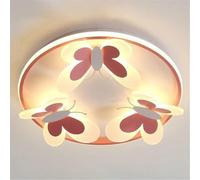 Lámpara de techo LED empotrada con forma de mariposas, creativa, con atenuación de tercera marcha, moderna, rosa, con dibujos animados divertidos para habitación infantil y jardín de infancia.