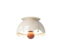Lámpara de Techo Led Empotrada En Crema Francesa de Hierro con Borde Ondulado Y Globo de Vidrio Ámbar Regulable de 3 Colores de Espectro Completo para Entrada Y Pasillo Plafon de Techo