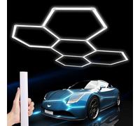 Lámpara de techo LED hexagonal para garaje-24pcs luces de tubo, 192W 6500K luces LED de techo conectables para taller, garaje, almacén, gimnasio,sala de lavado para el cuidado del automóvil (5-Hex)