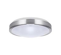 Lámpara De Techo LED IP44 D: 32,5 Cm Redonda En Plata Blanca Para Baño