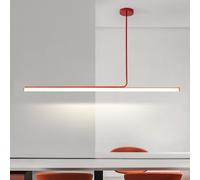 Lámpara de Techo LED Lineal Moderna Regulable - Lámpara Colgante de Altura Ajustable para Comedor, Isla de Cocina y Oficina - Luminaria de Techo de bajo Consumo (Rojo 100 cm)