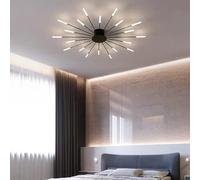 Lámpara de techo LED moderna con control remoto regulable, lámpara de araña negra, lámpara de techo semi empotrada, dormitorio, sala de estar, cocina, comedor, oficina, lámpara colgante (20 luces)