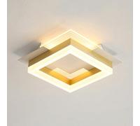 Lámpara de Techo Led Moderna de 20 W, Luminaria de Techo para Pasillo, Lámpara de Techo Semiempotrada de Dorado, Lámpara de Techo para Pasillo, Montaje Cerca Del Techo./Cuadrado/6000K