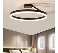 Lámpara De Techo LED Moderna, Lámpara De Araña Regulable Para Restaurante, Lámpara De Techo Blanca/Negra De Un Solo Círculo De Diseño Nórdico Para Sala De Estar, Dormitorio, Cocina,Negro,D: 60cm
