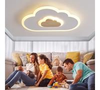 Lámpara de techo LED moderna para niños, salón, habitación de los niños, lámpara de techo nubes, lámpara de techo de madera, con función de luz nocturna, dormitorio