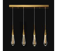 Lámpara de Techo LED Moderna y Ajustable para Cocina - Lámpara Colgante Mini en Forma de lágrima Dorada con Cristales, Ideal para Isla de Cocina, Dormitorio, Pasillo o Entrada (4 Luces)