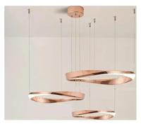 Lámpara de Techo LED nórdica Moderna, Colgante Circular de acrílico, iluminación artística para el hogar, Restaurante, Tienda, vestíbulo de Hotel (Oro Rosa, 3 Anillos, L, Cool)
