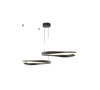 Lámpara de Techo LED nórdica Moderna, Colgante Circular de acrílico, iluminación artística para el hogar, Restaurante, Tienda, vestíbulo de Hotel (Negro, 2 Anillos M, Cool)