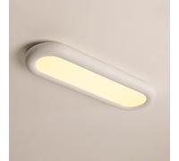 Lámpara de techo LED ovalada blanca, moderna, lineal, de metal, de resina, for pasillo, cocina, comedor.(60cm)