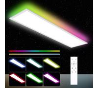 Lámpara de Techo LED Panel Dimmable 120x30cm con Control Remoto, 40W, Panel de Techo con Iluminación Indirecta RGB, Función de Memoria, 3000K-6500K, Luz de Día, para Cocina, Sala de Estar, Oficina