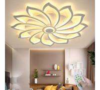 Lámpara De Techo LED Para Sala De Estar Lámpara De Techo Moderna Creatividad Pétalo Luz De Techo Control Remoto Regulable 3000K-5000K Pantalla Acrílico Metal Restaurante Iluminación De Techo,12 heads