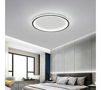 Lámpara de techo LED redonda, lámpara de techo circular ultrafina moderna nórdica, lámpara de metal de montaje en superficie para sala de estar, lámpara de dormitorio, negro + fresco (color: negro + l