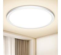Lámpara de techo LED redonda plana, 18 W/1800 lm, ultrafina, 3000 K/4000 K/6500 K, moderna IP44, resistente al agua, para salón, baño, dormitorio, cocina, pasillo, diámetro 22 cm