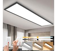 Lámpara de Techo LED Regulable 100x25 cm, 28 W Lámpara de Techo con Función de Memoria mando a distancia, Lámpara de Panel de Luz Alto Brillo 2700K-6500K para Garaje Sala de Estar Cocina Oficina