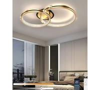 Lámpara de techo LED regulable Lámpara de techo moderna de cristal de anillo con mando a distancia ajustable Lámpara colgante (3000K-6000K) para sala de estar dormitorio y comedor Oro (L58CM)