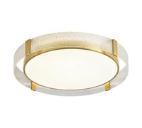 Lámpara de Techo Led Regulable para Dormitorio, Lámpara de Techo Semiempotrada, Lámpara de Techo de Latón con Pantalla de Cristal Craquelado, Lámparas de Techo para Pasillo, Cocina Y Entrada, Color Do