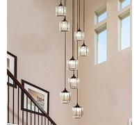 Lámpara de Techo LED Tipo araña, 8 Luces, Estilo rústico, Cristal Negro, para Entrada, vestíbulo, Escalera de Caracol, lámparas Colgantes largas para escaleras, hoteles, Pasillo, s
