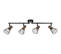 BRILLIANT lámpara Manama foco 4 bombillas madera oscuro/negro mate | 4x D45, E14, 18W, adecuado para lámparas de caída (no incluidas) | Escala A ++ a E | Cabezas giratorias/brazos giratorios