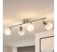 Lámpara de techo Lindby Elaina, 70 cm, 4 luces, níquel, cristal, E14