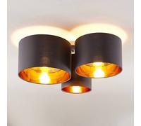 Lámpara de techo Lindby Laurenz, 3 luces, gris/oro, textil