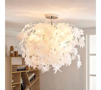 Lámpara de techo Lindby Maple, Ø 70 cm, cromo, blanco, textil