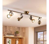 Lámpara de techo Lindby Perseas, 78 cm, 4 luces, latón envejecido, GU10