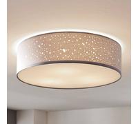 Lámpara de techo Lindby Umma, gris, tela, Ø 50 cm, E27